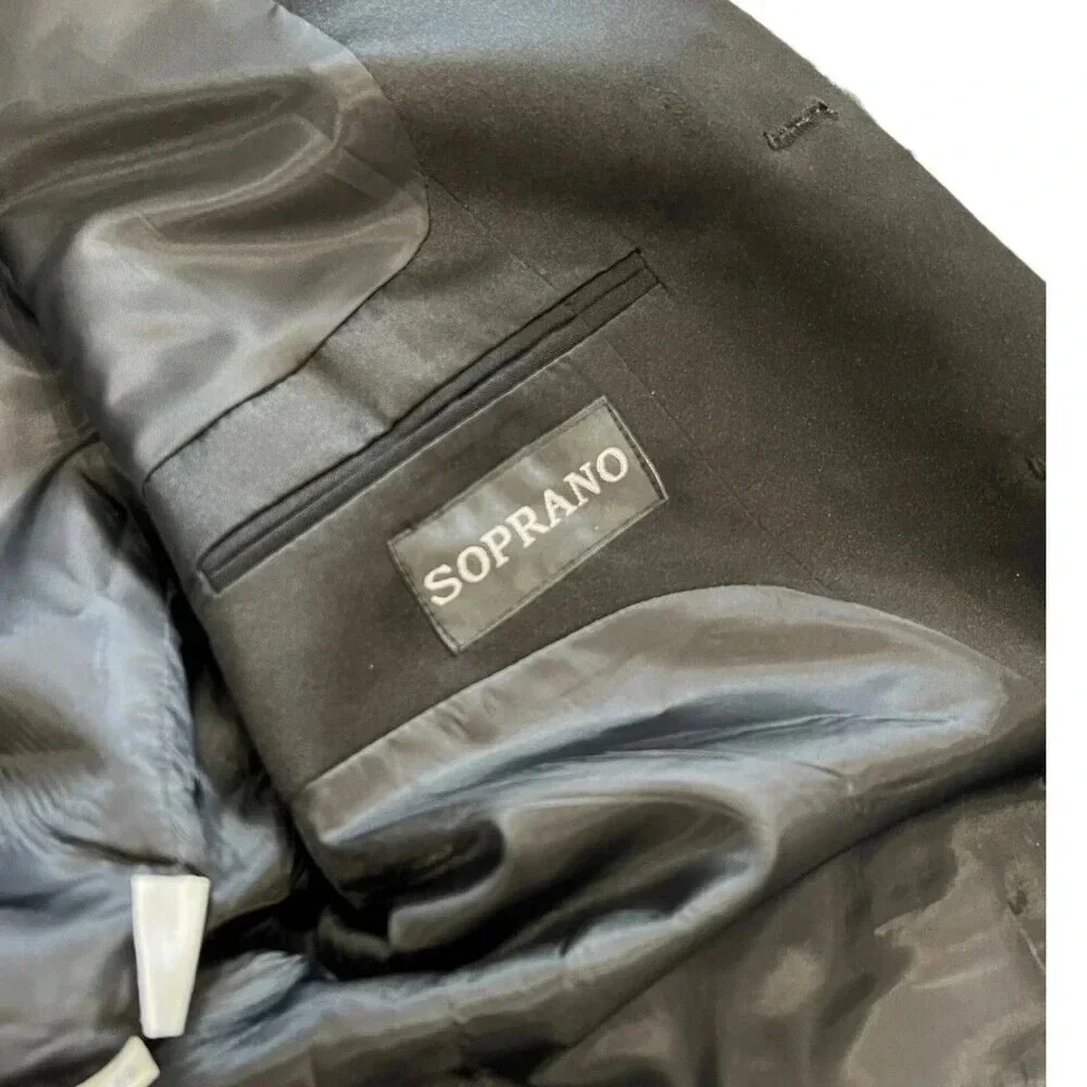 Soprano Black Satin Collar Suit Jacket 42S
